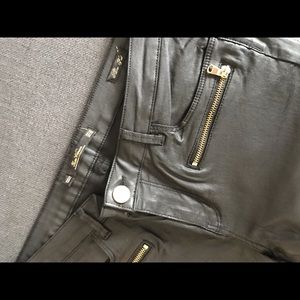 Zara black faux leather pants with zippers